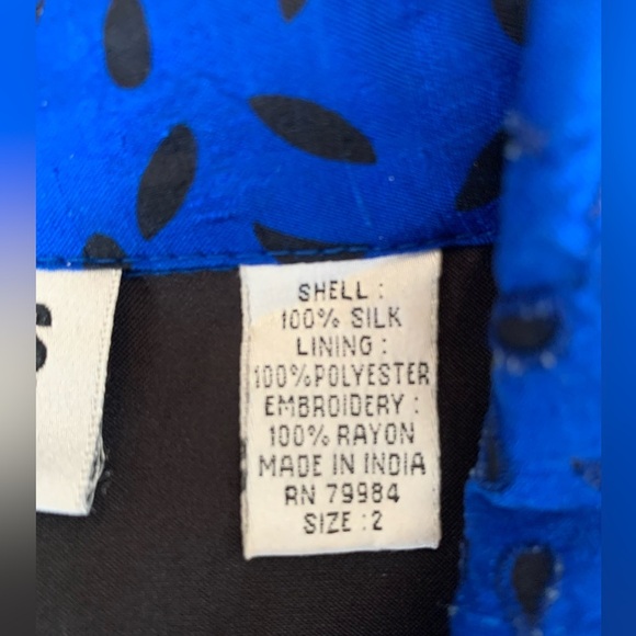 Vintage Chicos Design Silk Beaded Embroidered eyelet Jacket blouse Women Size 2 - Picture 7 of 7